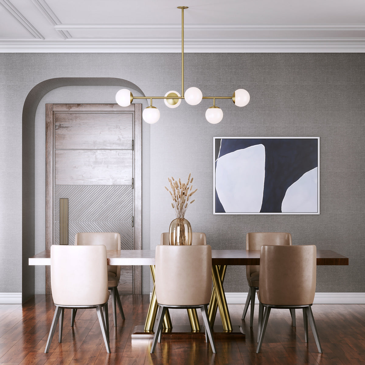 Open Box Castell 6 Globe Linear LED Pendant 46