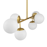 Castell 6 Globe Linear LED Pendant, Aged Brass