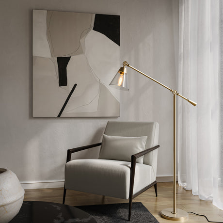 Owen Floor Lamp, Satin Brass