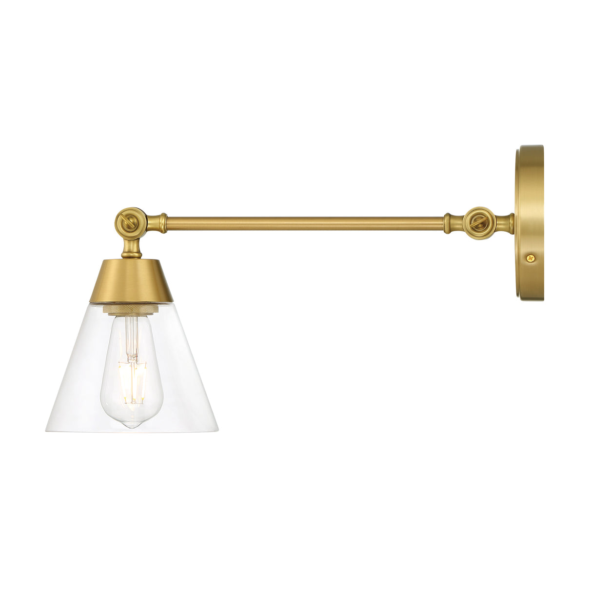 Owen Adjustable One Arm Wall Light, Satin Brass