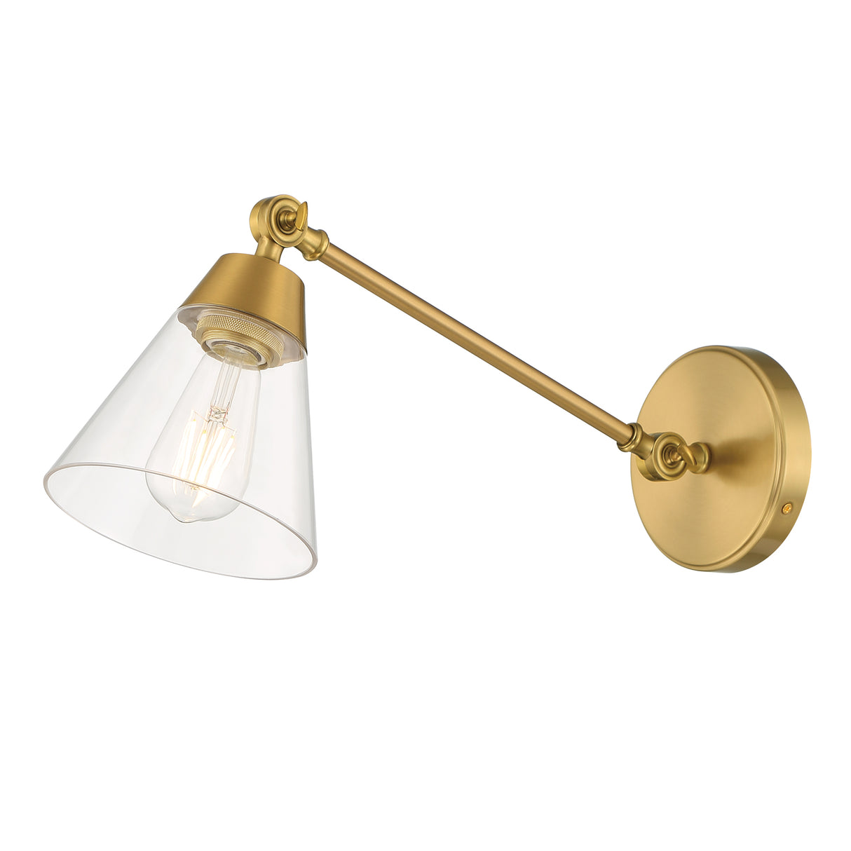 Owen Adjustable One Arm Wall Light, Satin Brass