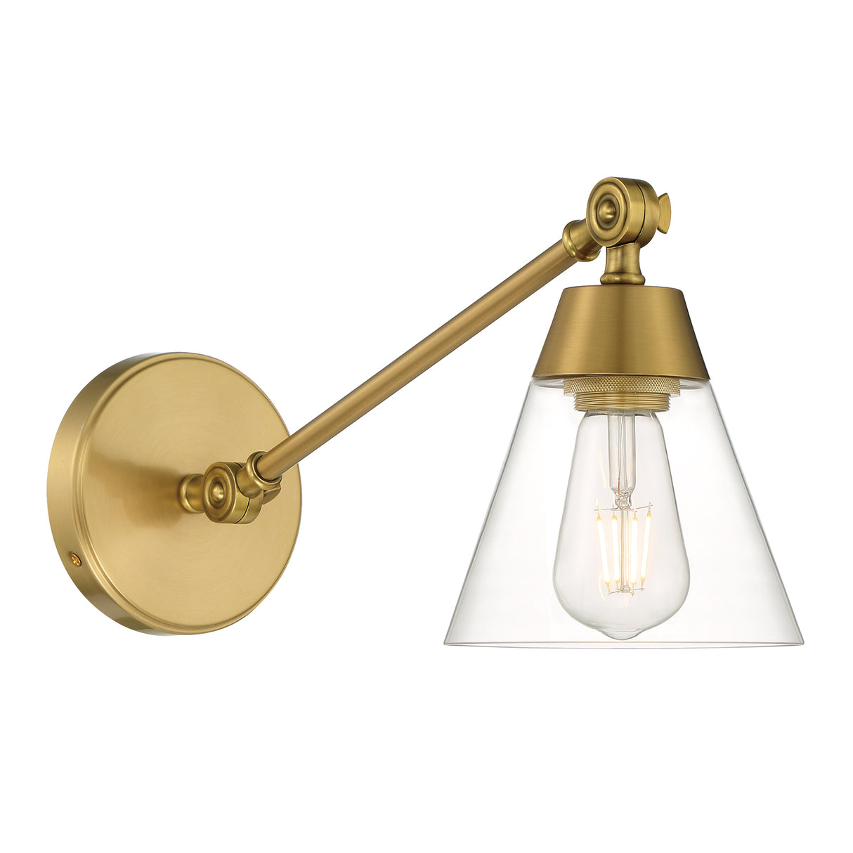 Owen Adjustable One Arm Wall Light, Satin Brass