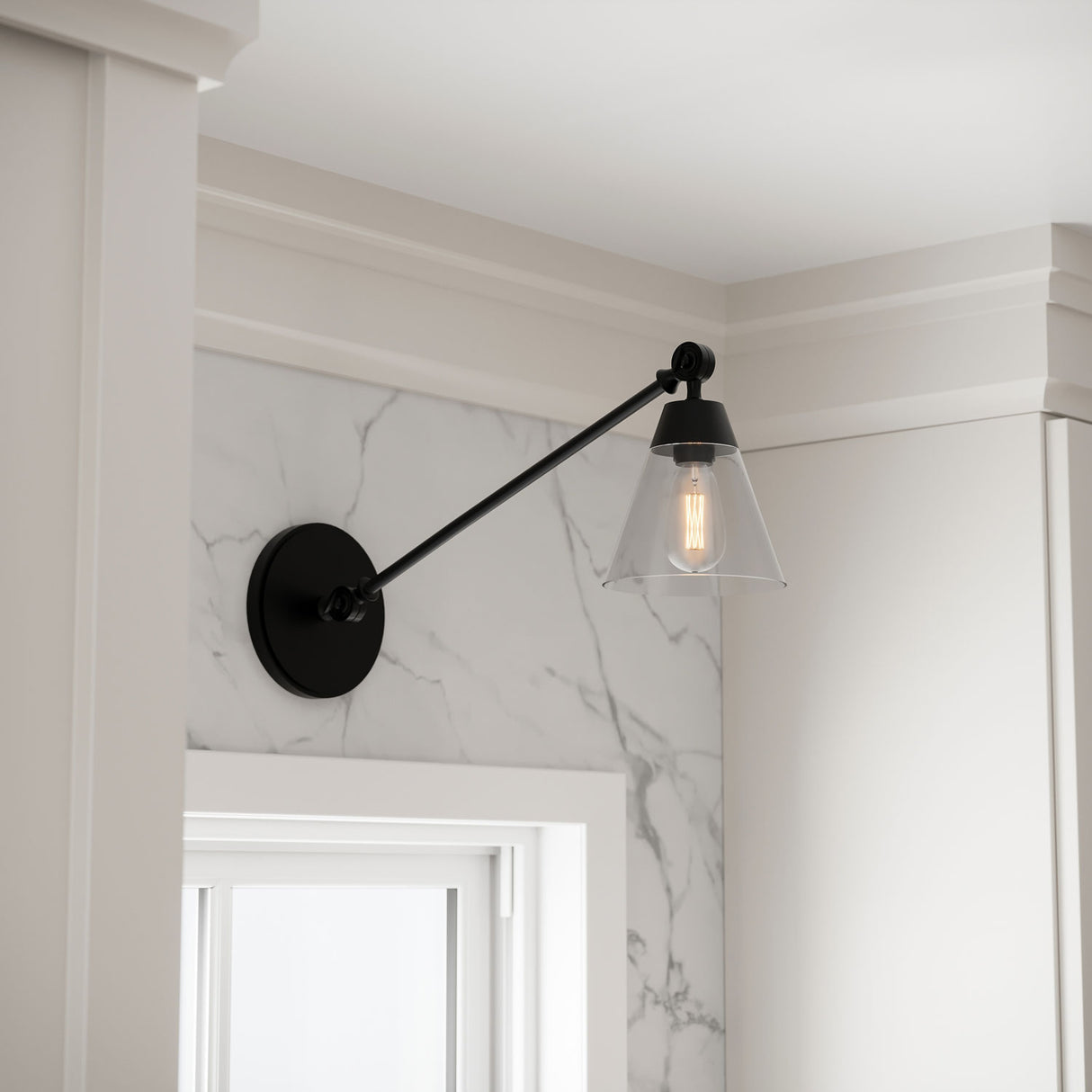 Owen Adjustable One Arm Wall Light, Matte Black