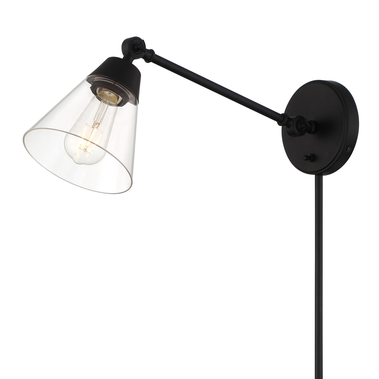 Owen Adjustable Plug-In Wall Sconce, Matte Black