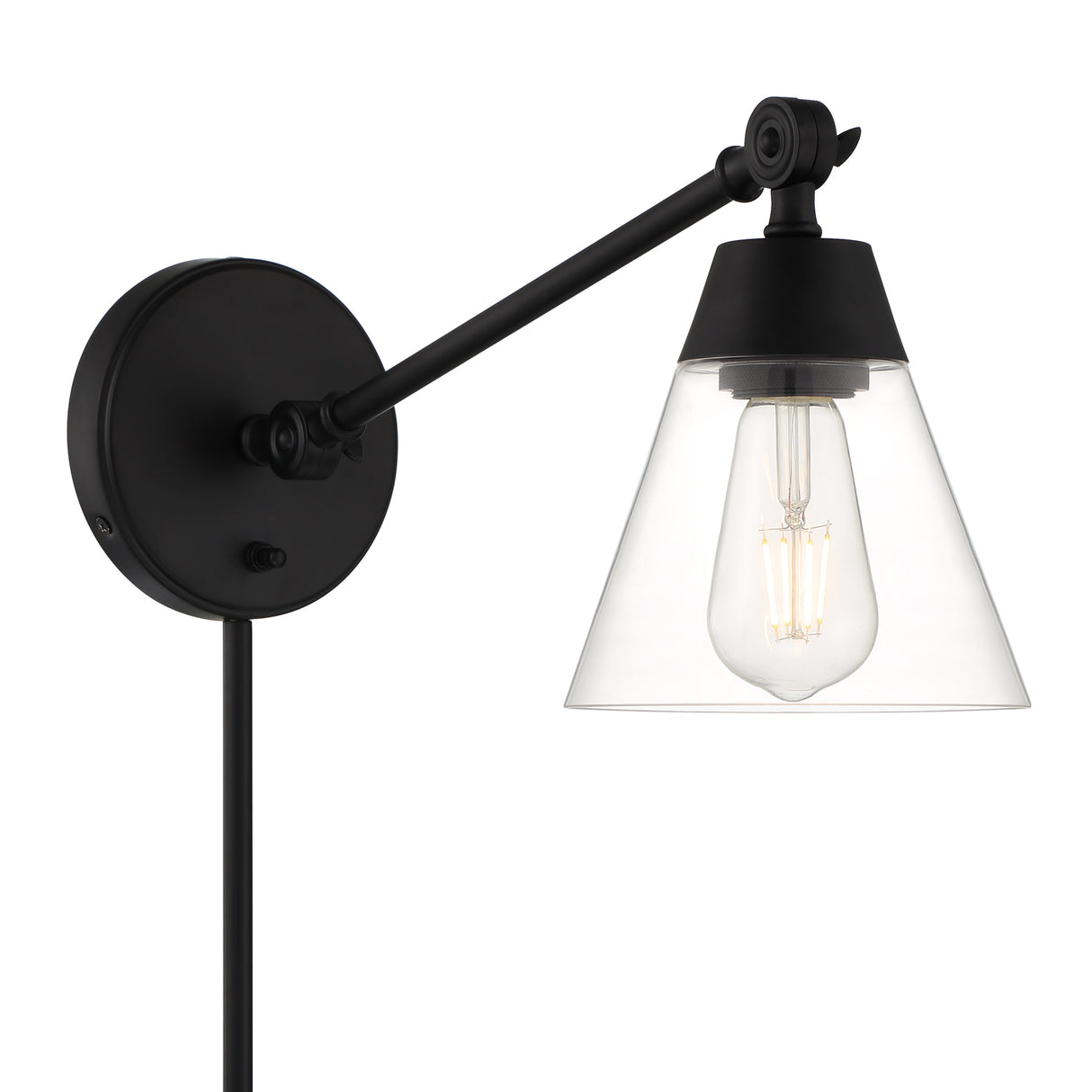 Owen Adjustable Plug-In Wall Sconce, Matte Black