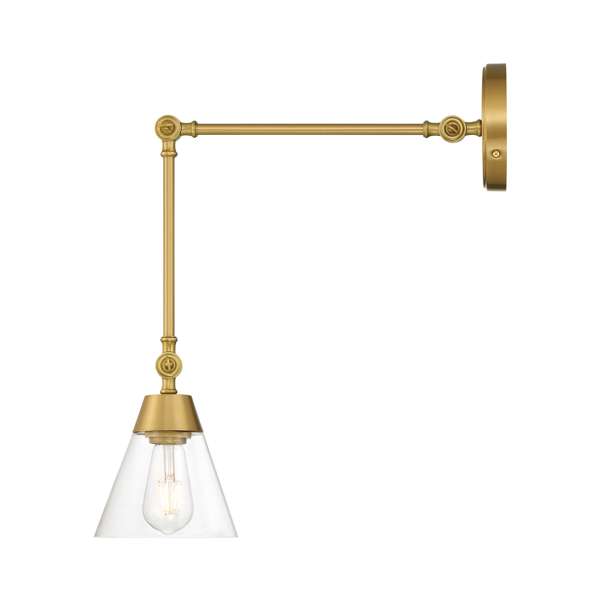 Owen Adjustable Two Arm Wall Light, Satin Brass