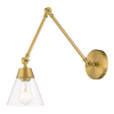 Owen Adjustable Two Arm Wall Light, Satin Brass