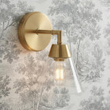 Owen 1 Light Vanity Wall Sconce, Satin Brass