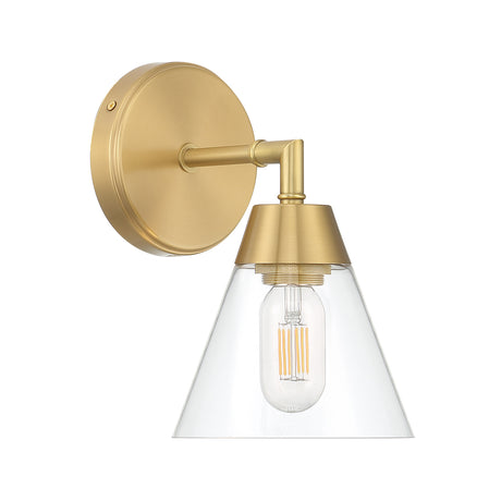 Owen 1-Light Vanity Wall Sconce, Satin Brass