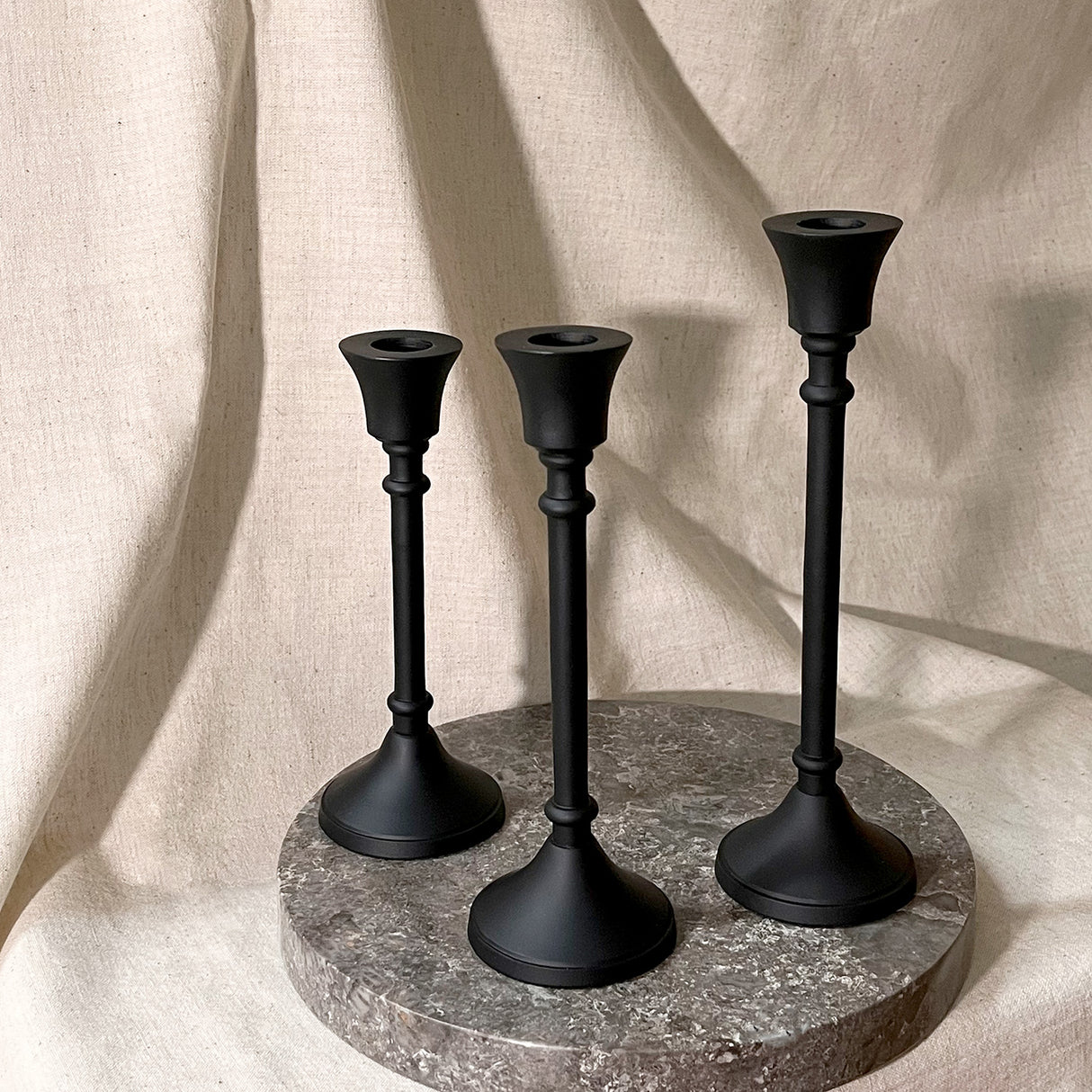 Finley Black Taper Candle Holders, Set of 3