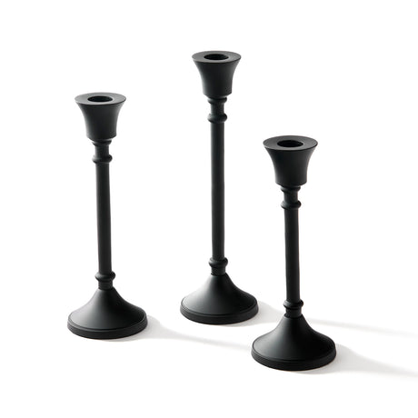 Finley Black Taper Candle Holders, Set of 3