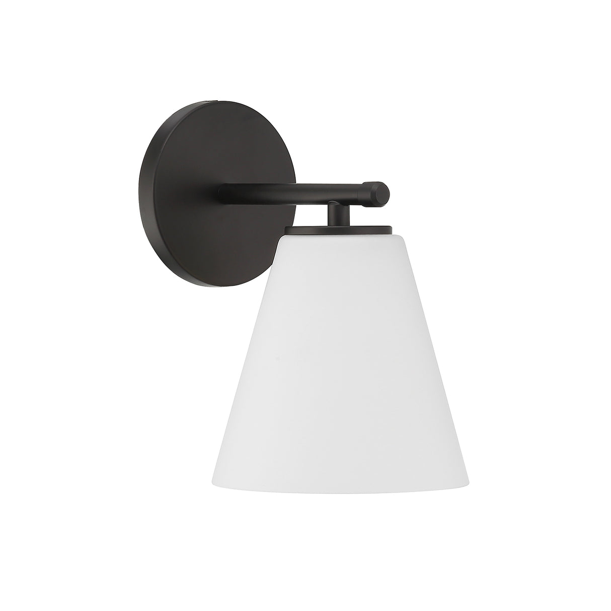 Carlisle Vanity Wall Sconce, Matte Black with Opal Glass