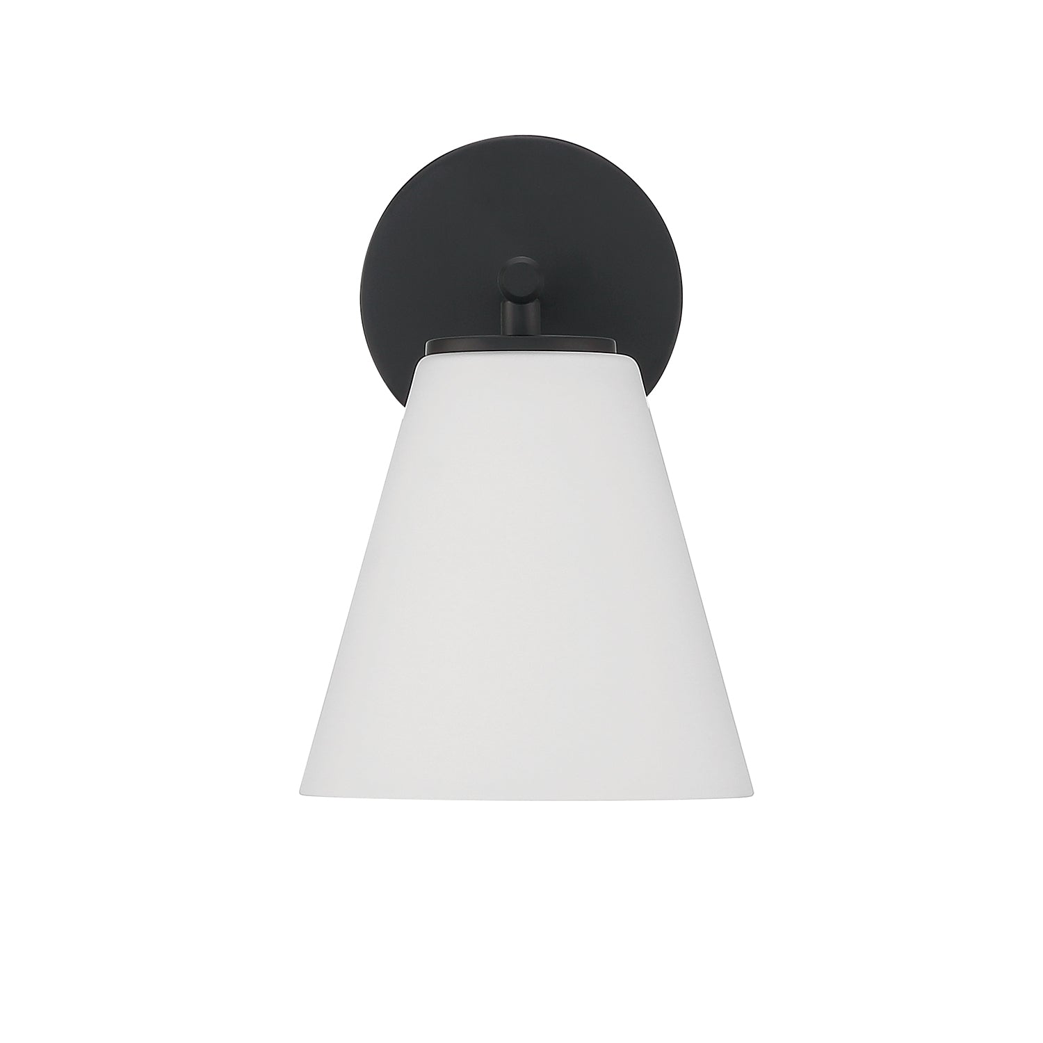 Carlisle Vanity Wall Sconce, Matte Black with Opal Glass