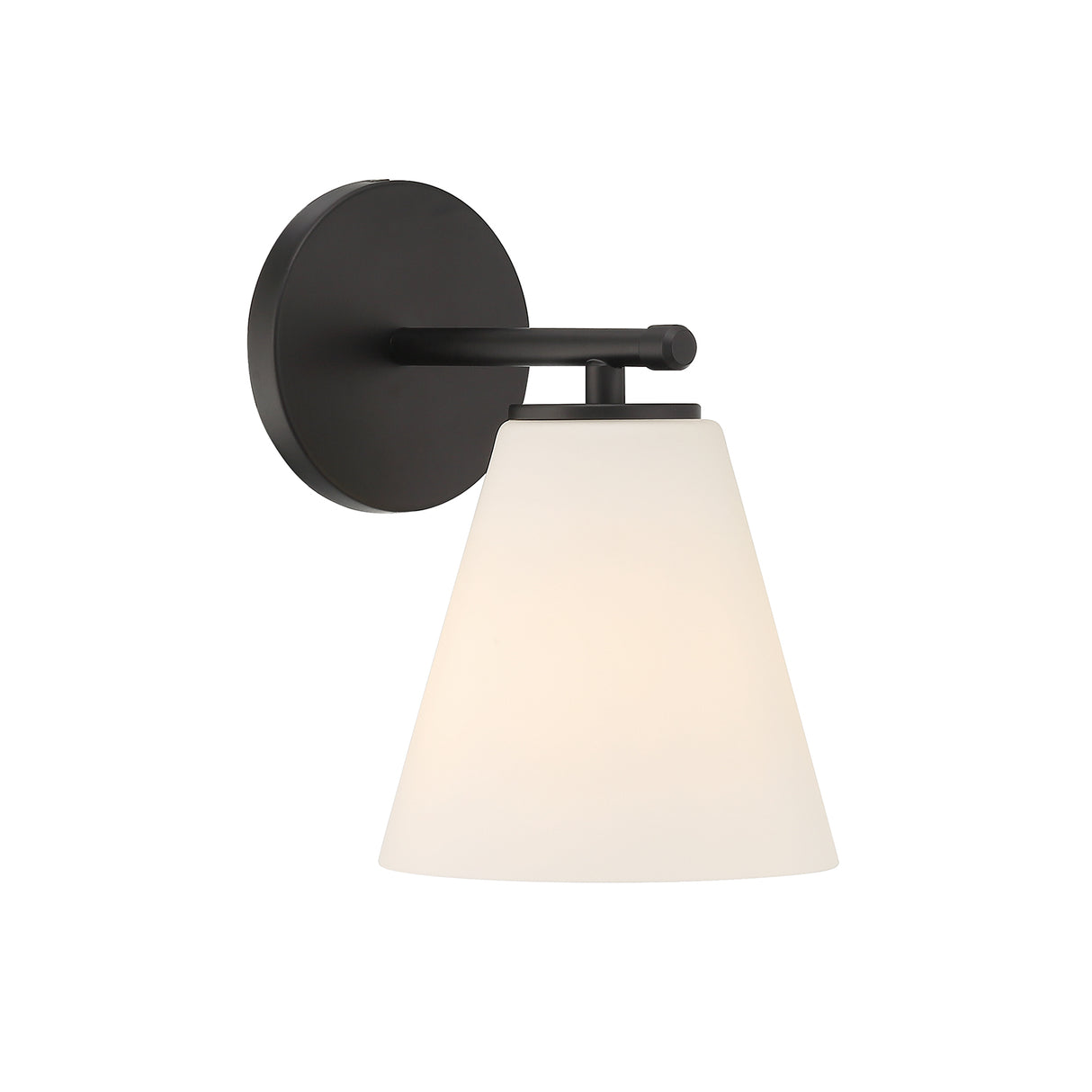 Carlisle Vanity Wall Sconce, Matte Black with Opal Glass