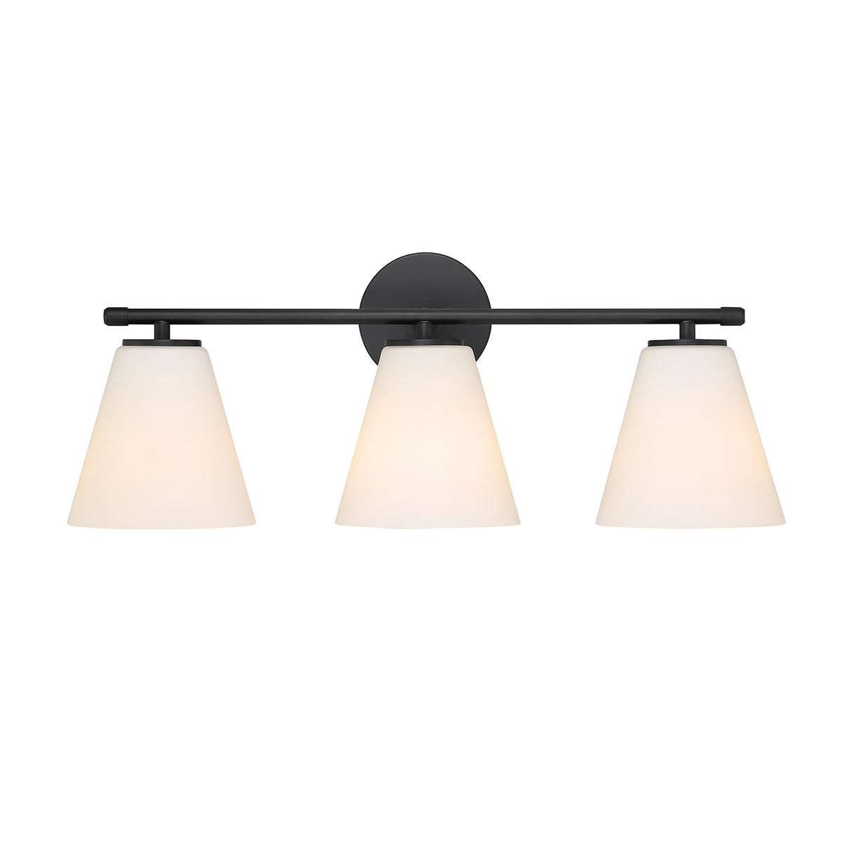 Carlisle 3 Light Vanity, Matte Black with Opal Glass