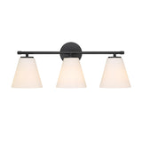 Carlisle 3 Light Vanity, Matte Black with Opal Glass