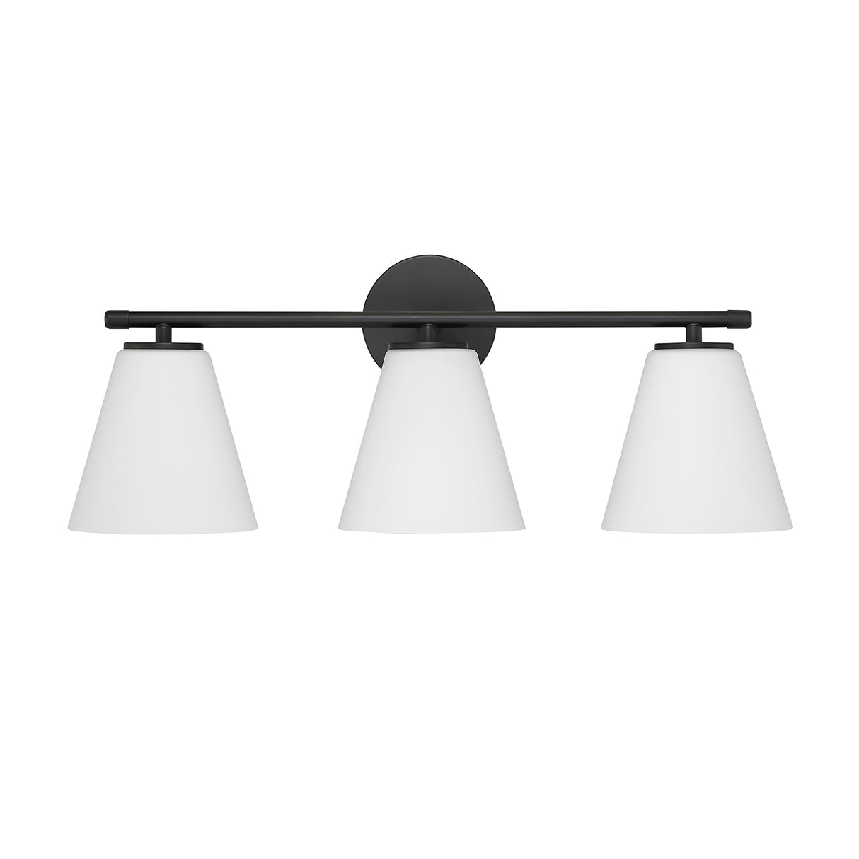 Carlisle 3 Light Vanity, Matte Black with Opal Glass