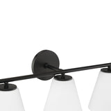 Carlisle 3 Light Vanity, Matte Black with Opal Glass