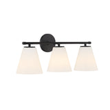 Carlisle 3 Light Vanity, Matte Black with Opal Glass