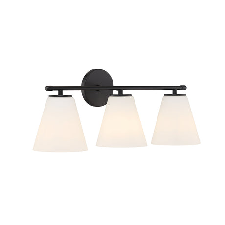 Open Box Carlisle 3 Light Vanity, Matte Black with Opal Glass