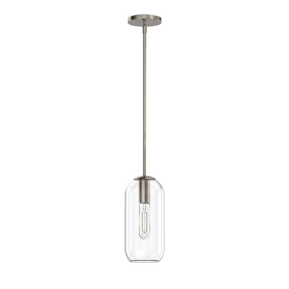 Liv 11" Clear Capsule Pendant, Polished Nickel