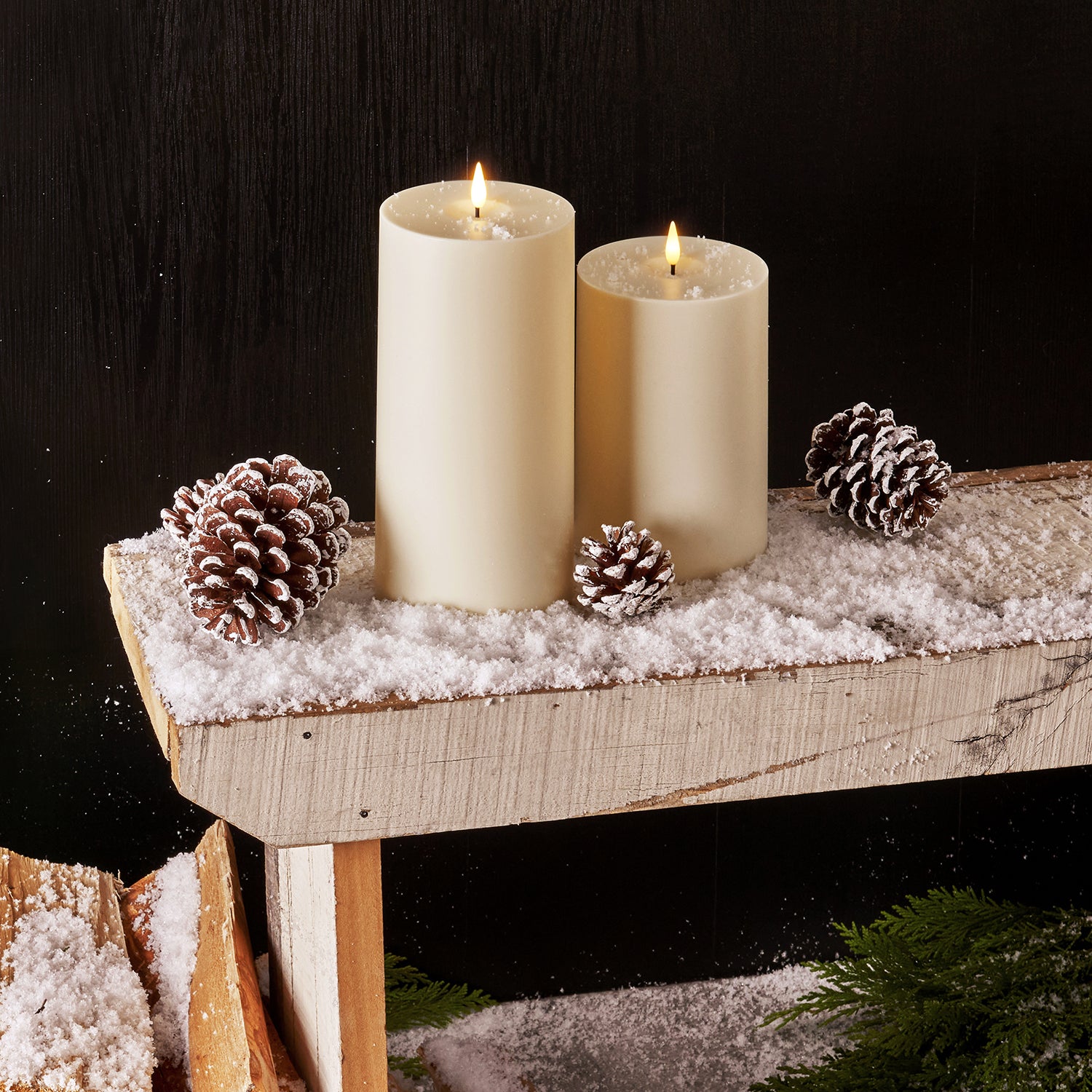 Infinity Wick Outdoor Ivory Pillar Candles, 4