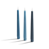 Infinity Wick Gradient Blue Distressed 9" Taper Candles, Set of 3