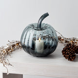 Blair Large Black Ombre Glass Pumpkin with Flameless Candle