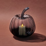 Black Ombre Glass Pumpkin with Flameless Candle