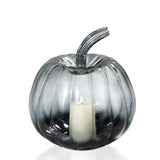 Black Ombre Glass Pumpkin with Flameless Candle