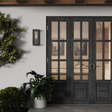 Jaxon Outdoor Wall Light, Matte Black with Brass Accents