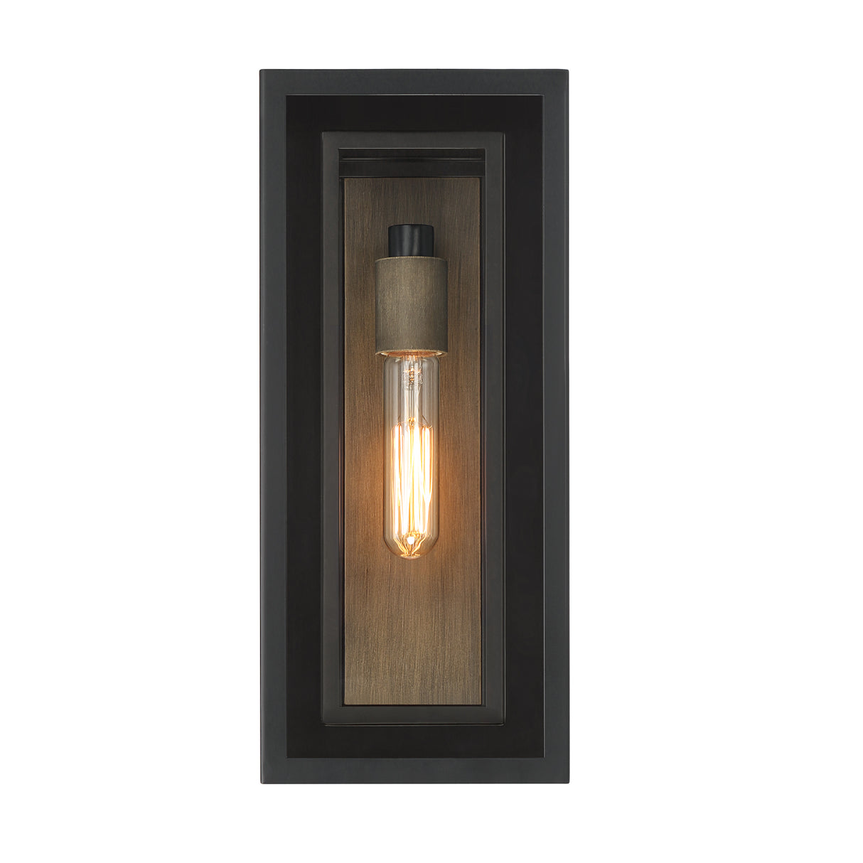 Jaxon Outdoor Wall Light, Matte Black with Brass Accents