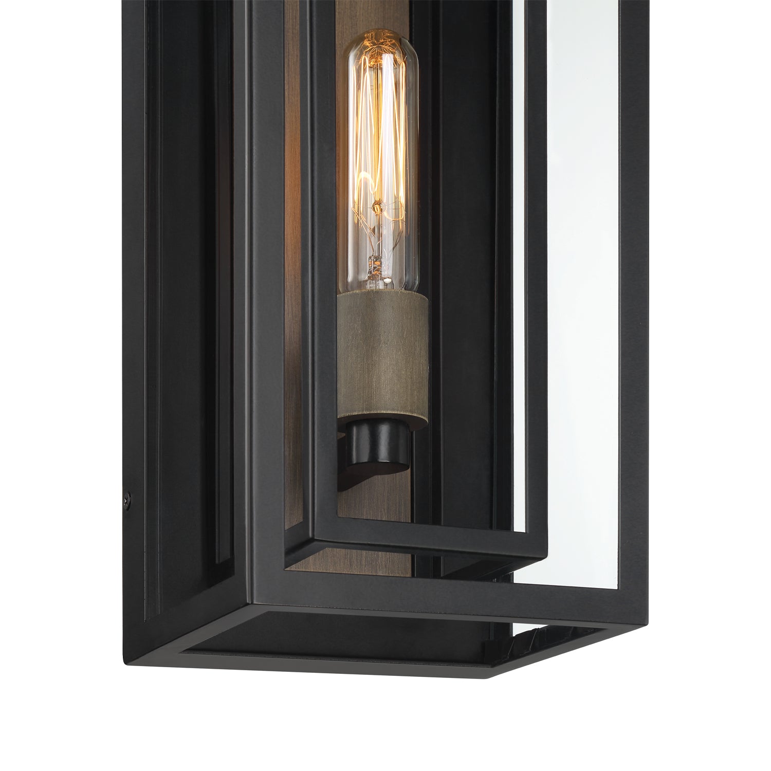 Jaxon Outdoor Wall Light, Matte Black with Brass Accents