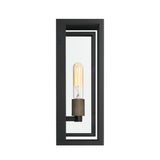 Jaxon Outdoor Wall Light, Matte Black with Brass Accents