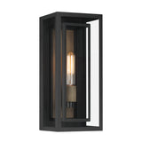 Jaxon Outdoor Wall Light, Matte Black with Brass Accents