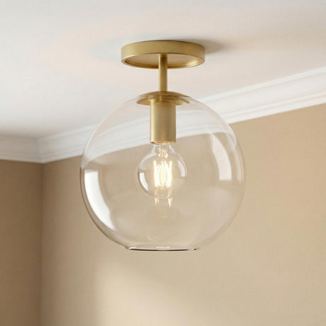 Aria 10" Flush Mount, Satin Brass with Clear Glass