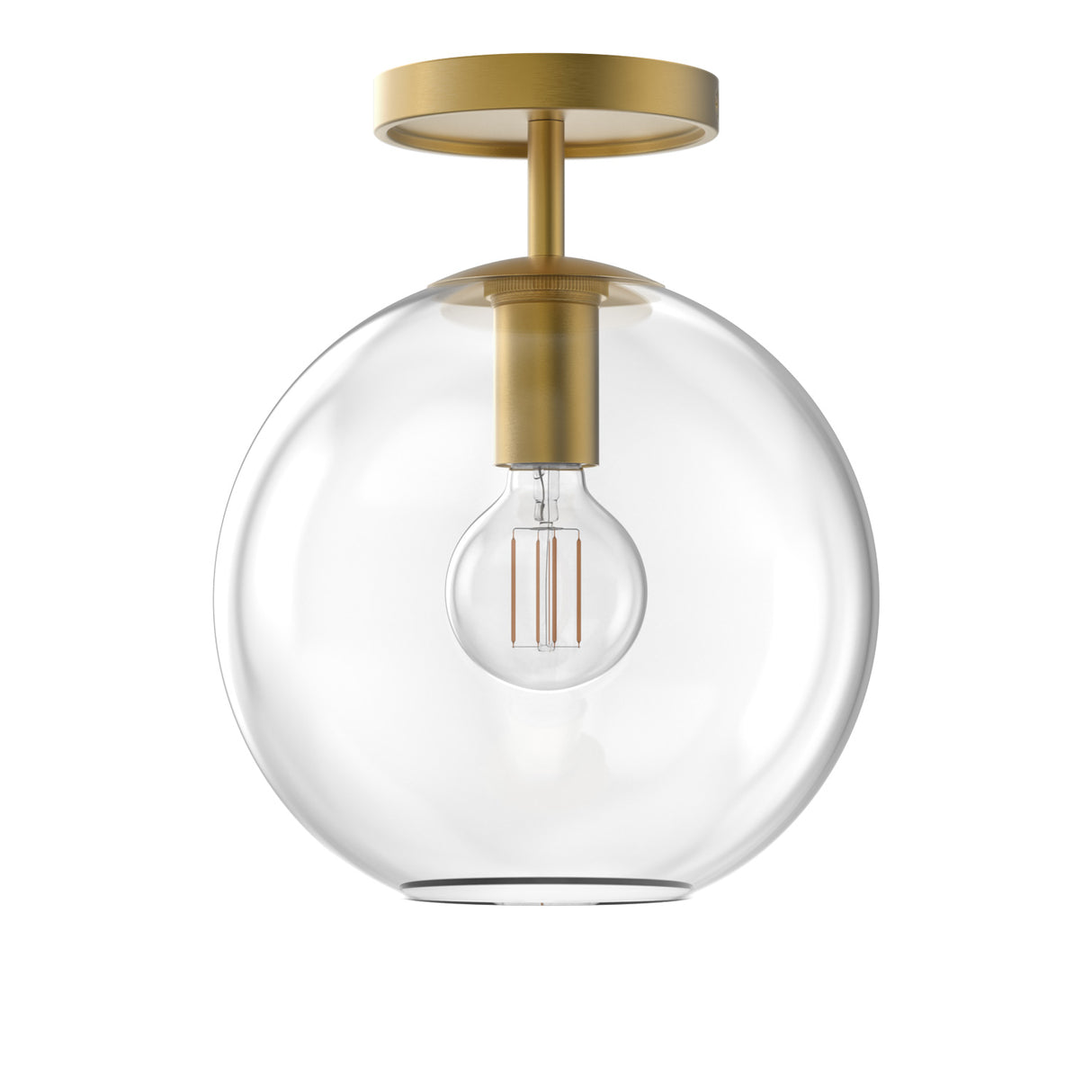 Aria 10" Flush Mount, Satin Brass with Clear Glass