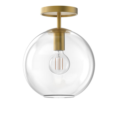 Aria 10" Flush Mount, Satin Brass with Clear Glass