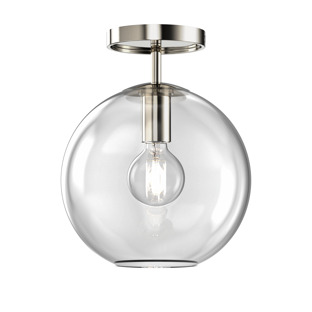 Aria 10" Flush Mount, Polished Nickel with Clear Glass