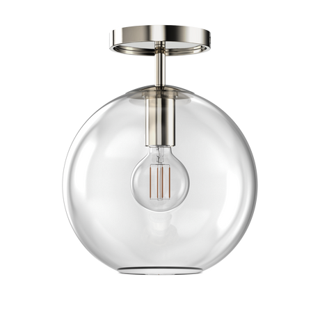 Aria 10" Flush Mount, Polished Nickel with Clear Glass