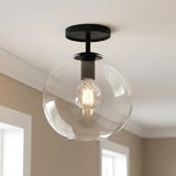 Aria 10" Flush Mount, Matte Black with Clear Glass