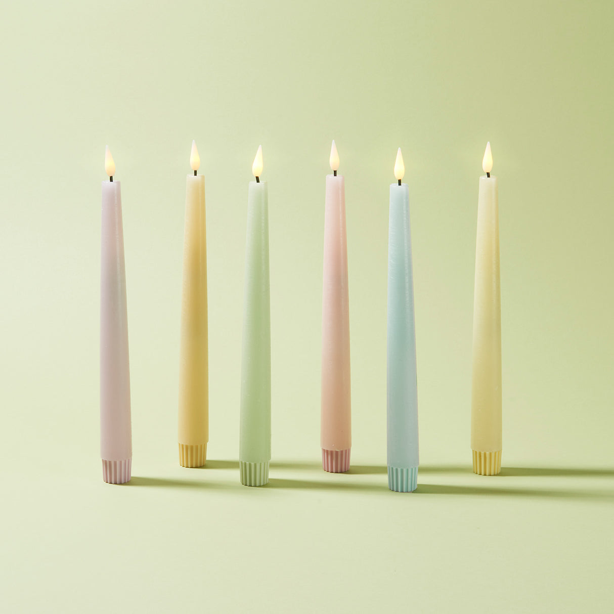 Infinity Wick Pastel 9" Taper Candles, Multipack, Set of 6