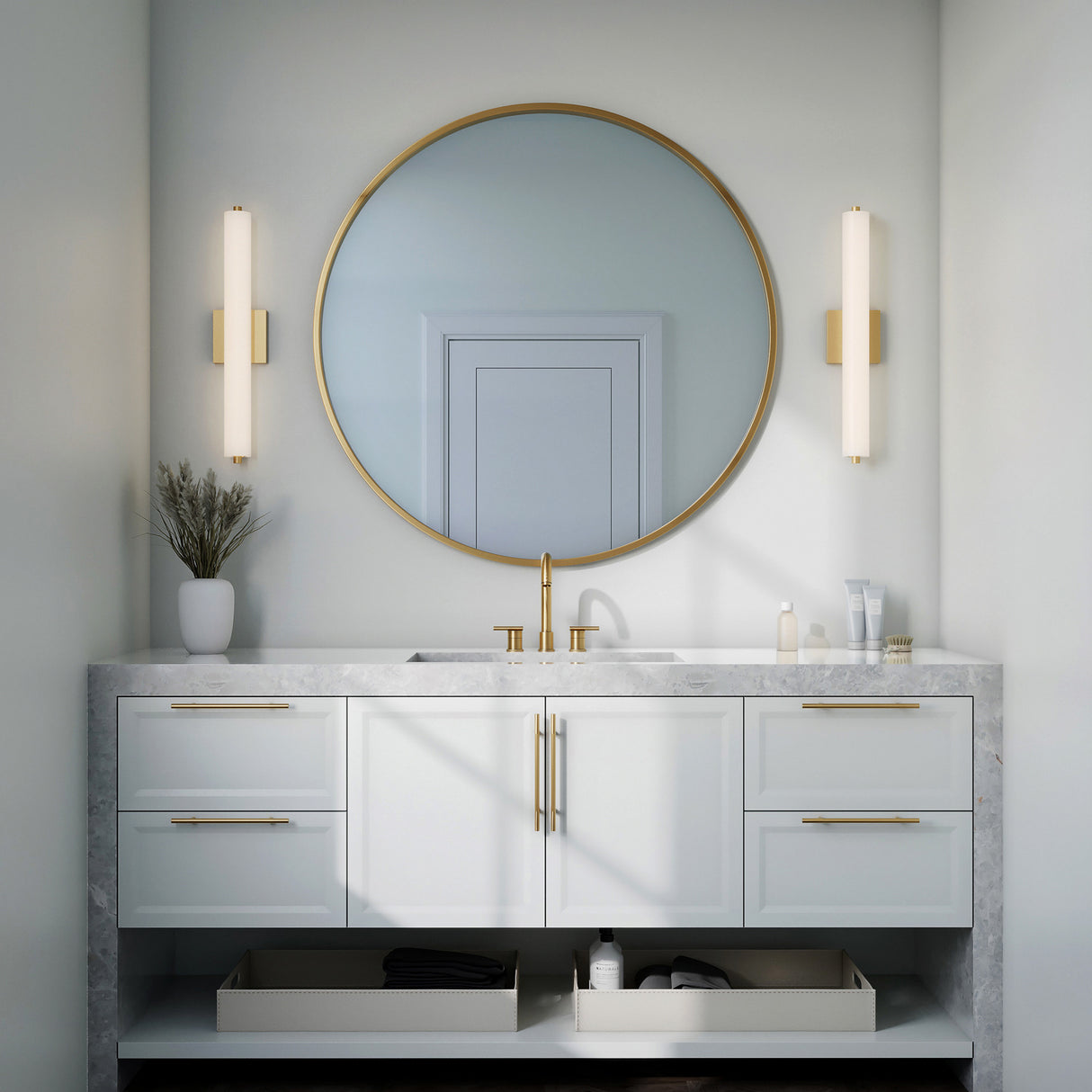 Ronan 24" Opal Glass LED Vanity Light, Aged Brass