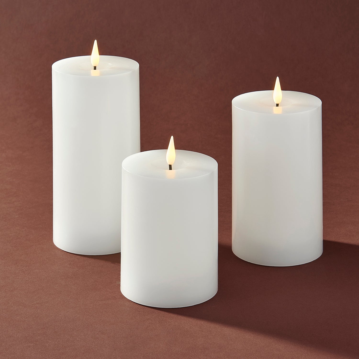 Infinity Wick White Pillar Candles, 3