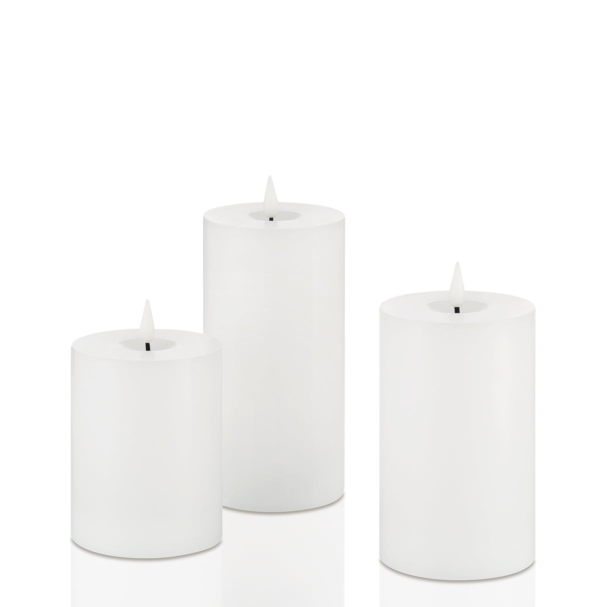 Infinity Wick White Pillar Candles, 3" Multipack, Set of 3
