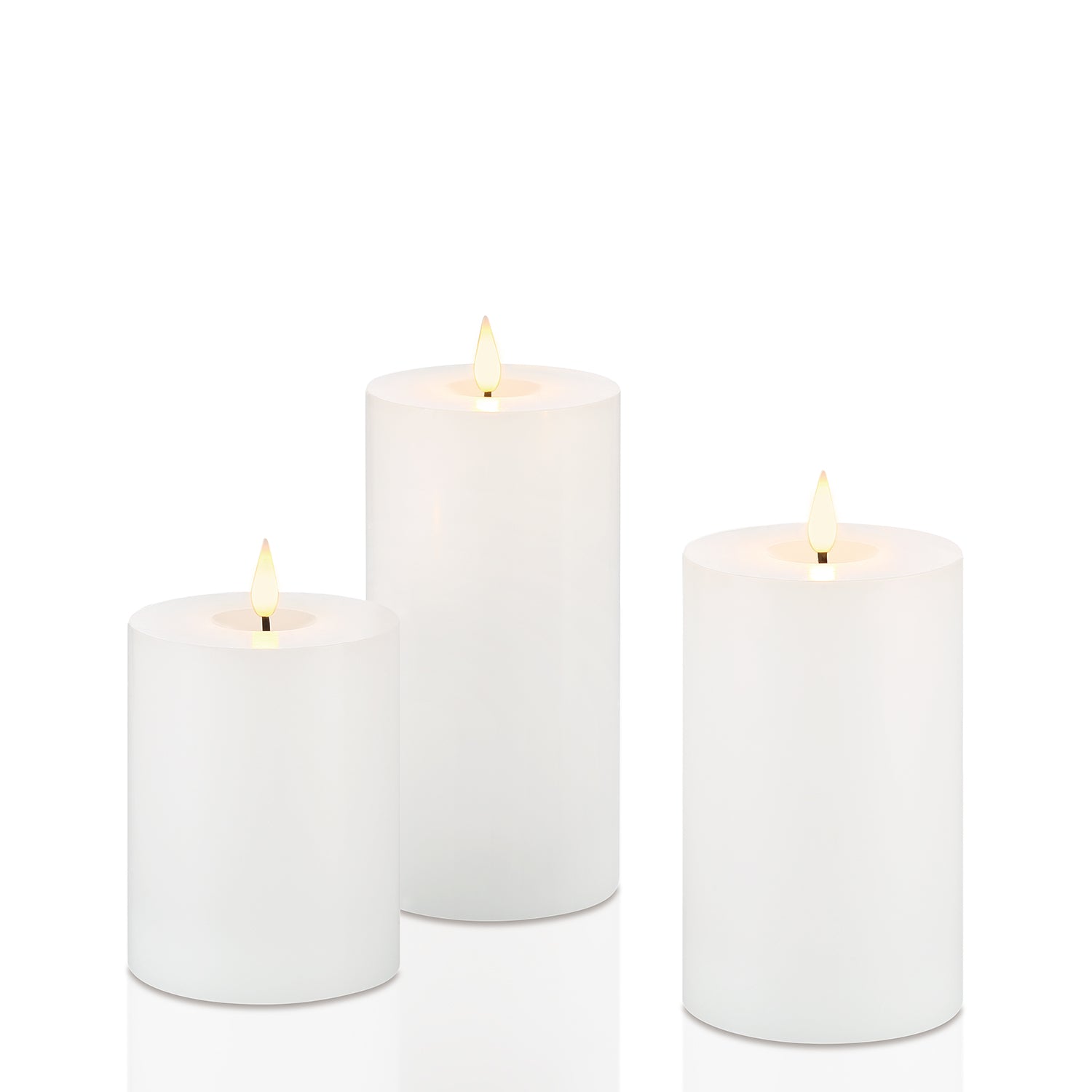 Infinity Wick White Pillar Candles, 3