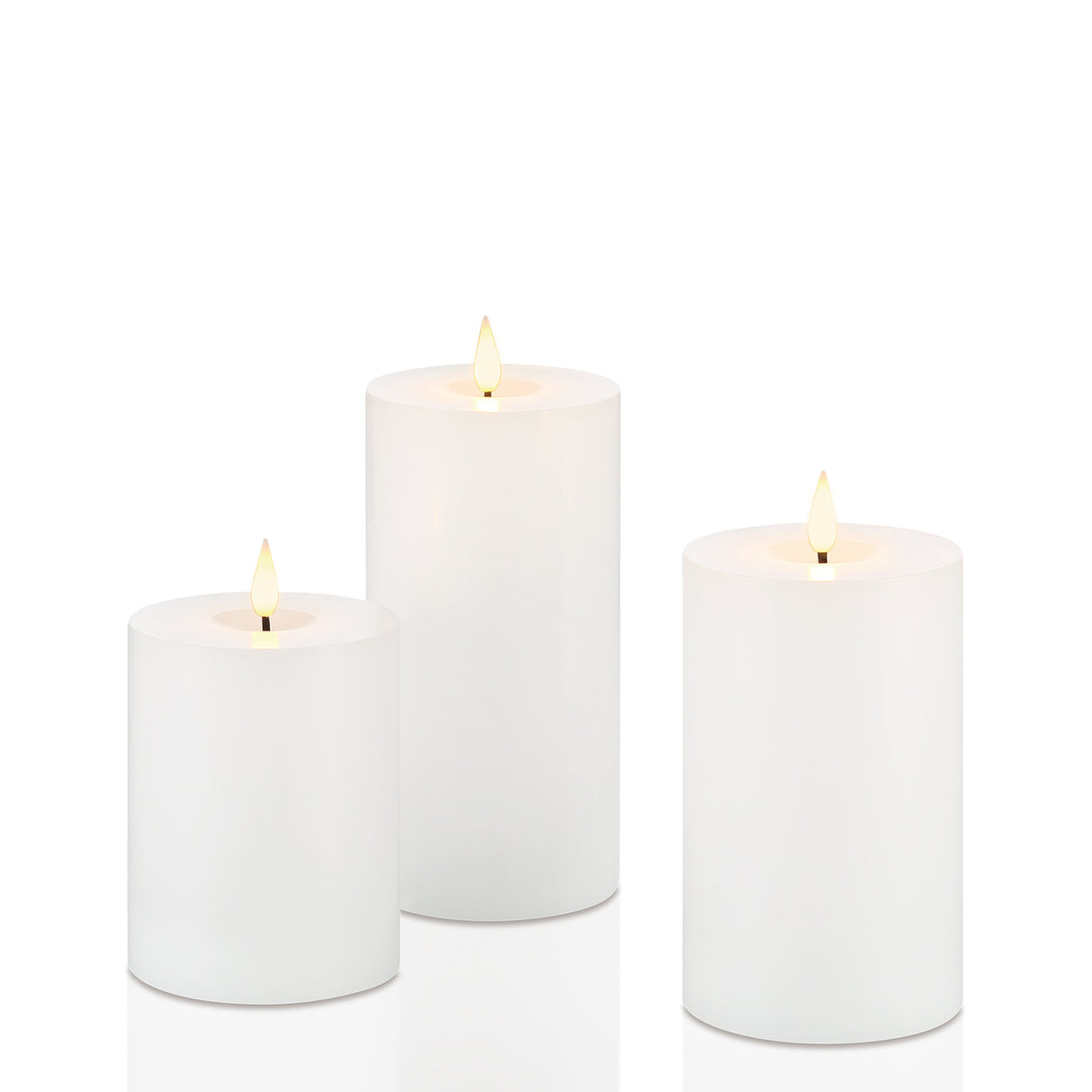 Infinity Wick White Pillar Candles, 3" Multipack, Set of 3
