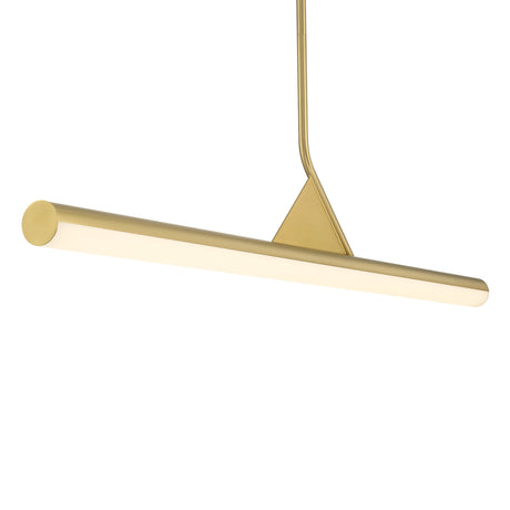 Argo 45" Linear LED Pendant, Satin Brass, Dimmable Integrated LED Light, close-up light on