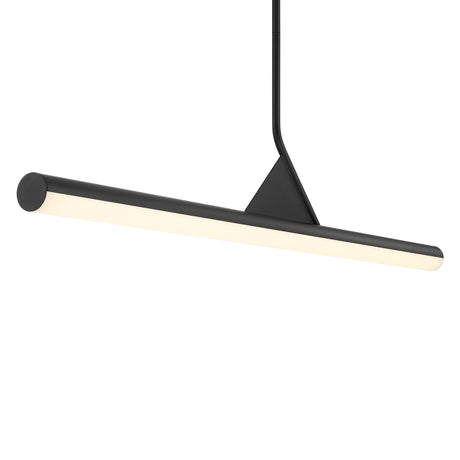 Argo 45" Linear LED Pendant, Matte Black, Dimmable Integrated LED Light, close-up detail light on