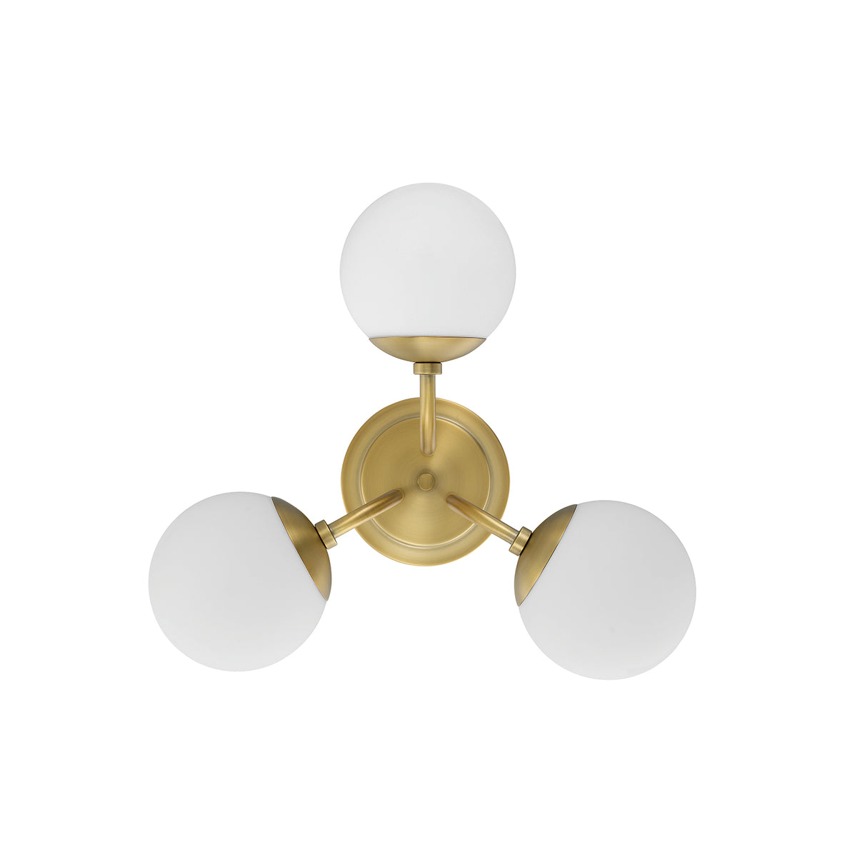 Castell 3 Globe LED Semi-Flush, Aged Brass